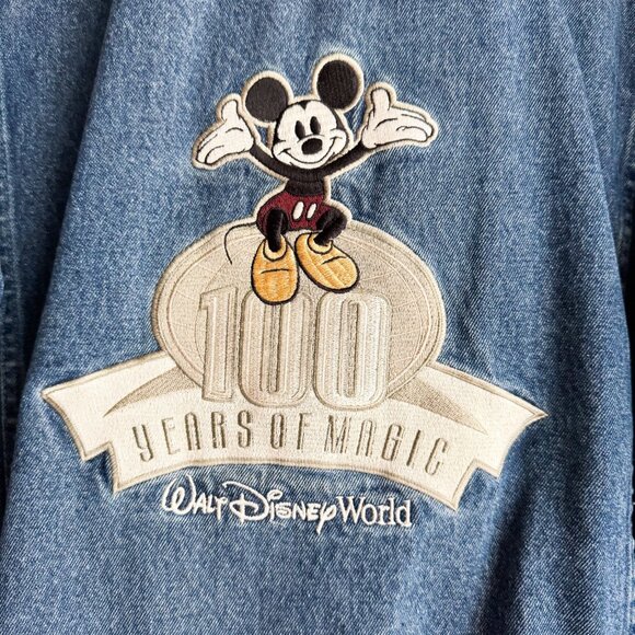 Disney 100 Years of Magic Anniversary Denim Embroidered Jacket L - Picture 5 of 6